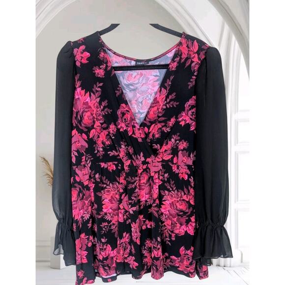 Torrid Chiffon Babydoll Sheer Sleeve Balloon Wrist Blouse Size 2 / 2X - Picture 1 of 7